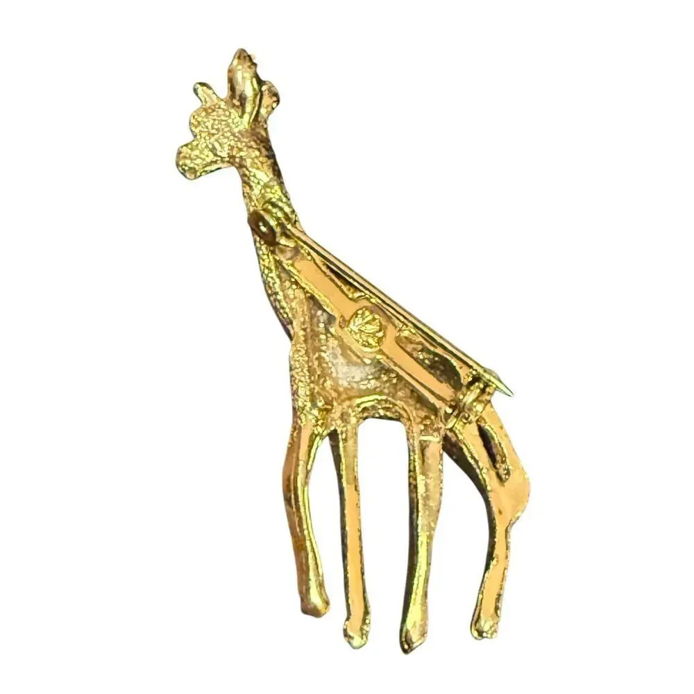 Giraffe Brooch Green Eye Jewel Vintage Wildlife